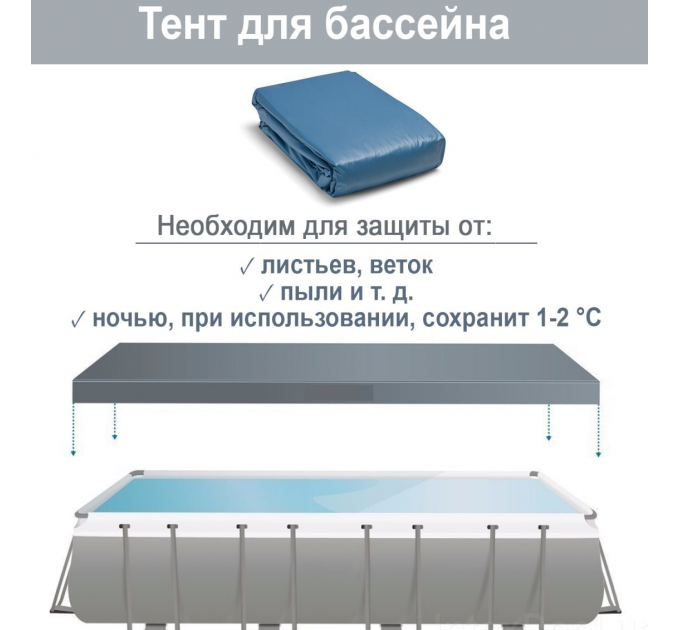 Каркасный бассейн Intex 400х200х122 см с песочным фильтр насосом 6 000 л/ч лестницей тентом подстилкой Оригинал