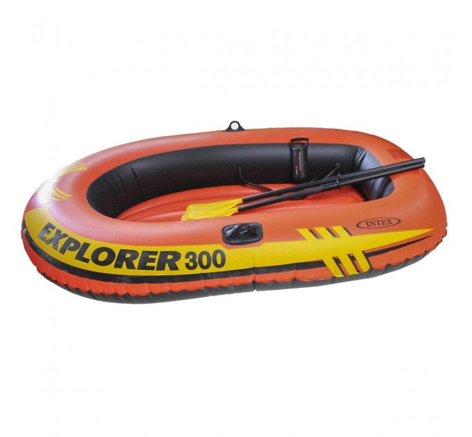 Двухместная надувная лодка Intex Explorer 300 Set 211х117х41 см + пластиковые весла и ручной насос Оригинал (intx-58332)