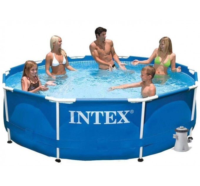 Каркасный бассейн Intex 305х76 см Metal Frame™ c эффектом мозайки + фильтр-насос 1250 л/ч Оригинал (intx-28202)