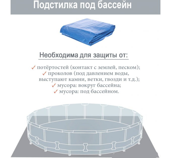 Каркасный бассейн с подстилкой тентом Intex 244x51 см (intx-28205-2)