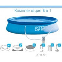 Надувной семейный бассейн Intex 366х76 см с фильтр-насосом подстилкой тентом ручным насосом  (intx-28130-5)