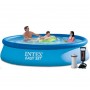 Надувной семейный бассейн Intex 396х84 см с фильтр-насосом лестницей тентом подстилкой ручным насосом (intx-28143-5)