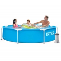 Каркасный бассейн с подстилкой тентом фильтр-насосом Intex 244x51 см (intx-28205-4)