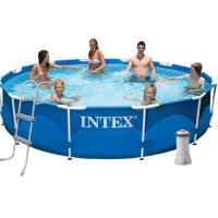 Каркасный бассейн Intex 366х76 см Metal Frame™ c фильтр-насосом тентом подстилкой лестницей Оригинал