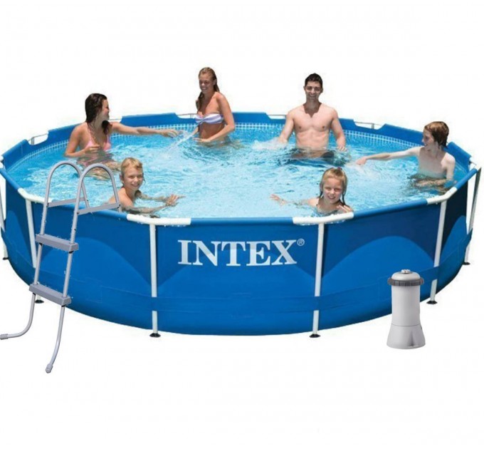 Каркасный бассейн Intex 366х76 см Metal Frame™ c фильтр-насосом тентом подстилкой лестницей Оригинал