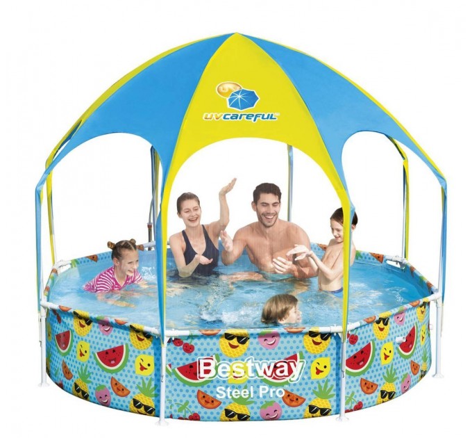 Каркасный бассейн с навесом и душем MAX Steel Pro™ Bestway 244x51 см Оригинал (intx-56432)