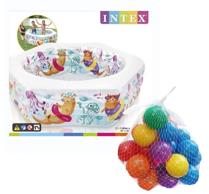 Детский надувной бассейн Intex 191х178х61 см с шарики (intx-56493-1)