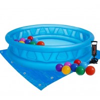 Детский надувной бассейн Intex 188х46 см с шарики подстилкой и насосом (intx-58431-2)
