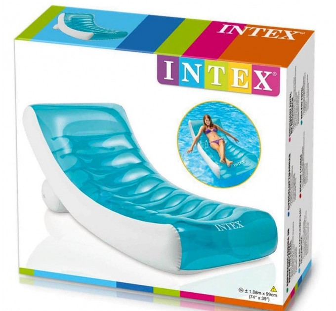 Пляжный надувной шезлонг-кресло с высококачественного суперпрочнного винила Intex 188 х 99 см Оригинал (intx-58856)