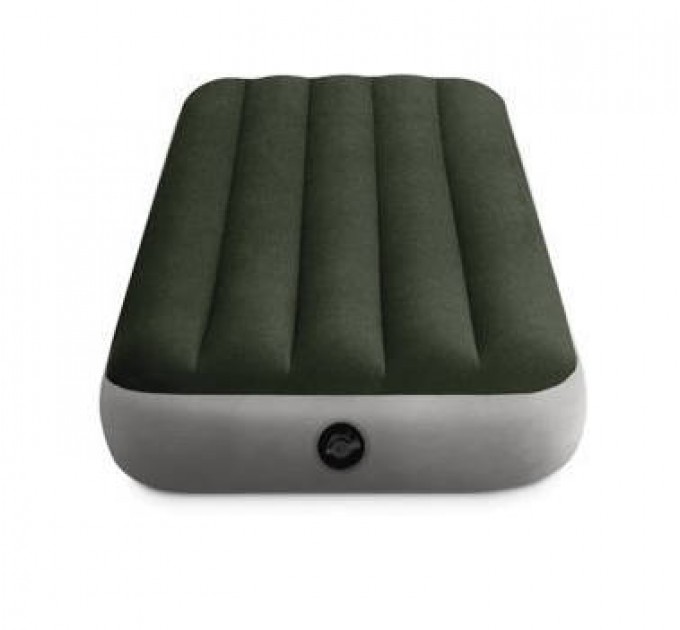 Матрас надувной одноместные Intex 76x191x25 см зеленый с подушкой насосом