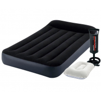 Матрас надувной одноместные Intex 99x191x25 см черный с подушкой насосом 