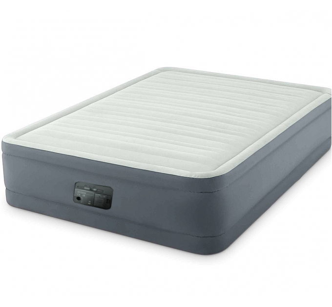 Надувная суперпрочная двухспальная кровать Intex технология Fiber-Tech™ 152х203х46 + встроенный электронасос и сумка с ручками Оригинал (intx-64906)