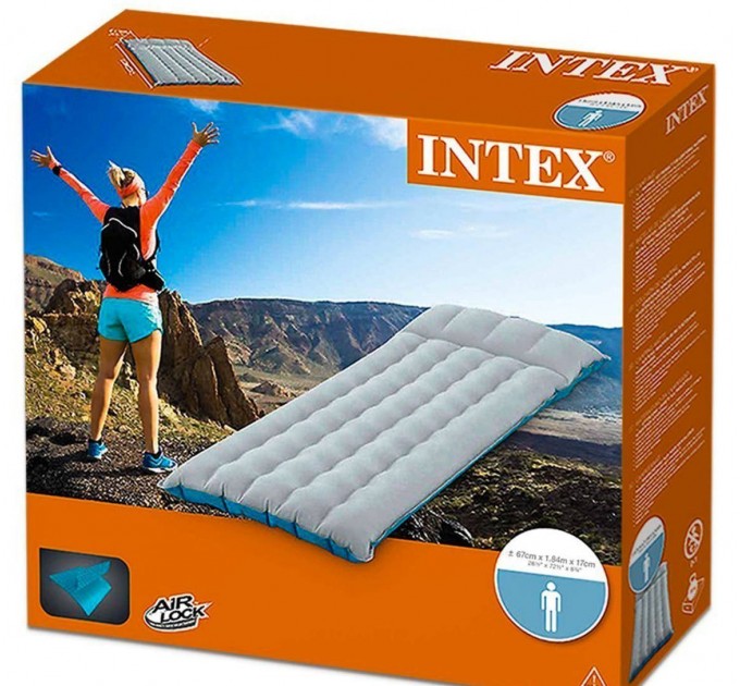 Матрас надувной одноместные Intex 67x184x17 см с подушкой насосом