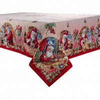 Скатерть новогодняя гобеленовая с люрексом Lefard Санта Клаус 100х100 см 