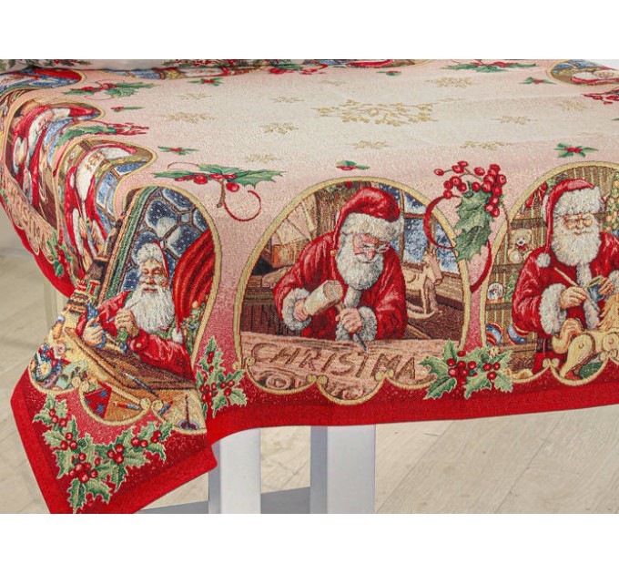 Скатерть новогодняя гобеленовая с люрексом Lefard Санта Клаус 100х100 см