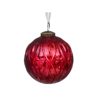 Новогодняя игрушка  Lefard Рождественский шар 10 см красный стекло