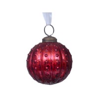 Новогодняя игрушка  Lefard Праздничный шар 8 см красный стекло