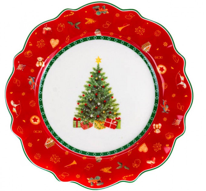 Тарелка Lefard Новогодняя елка 21 см фарфор красная