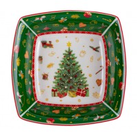 Блюдо салатник квадратное Lefard Рождественское 16 см фарфор зеленое