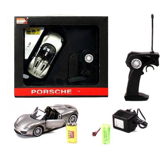 Машинка радиоуправляемая 1:24 Meizhi Porsche 918 металлическая (серый) (dd-MZ-25045Ag)