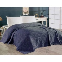 Винтажное хлопковое покрывало DIAMOND LUIZA ANTRACIT 240х260см синий