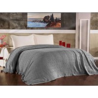 Винтажное вязаное покрывало DIAMOND SABINA GREY 230х240см светло-серый