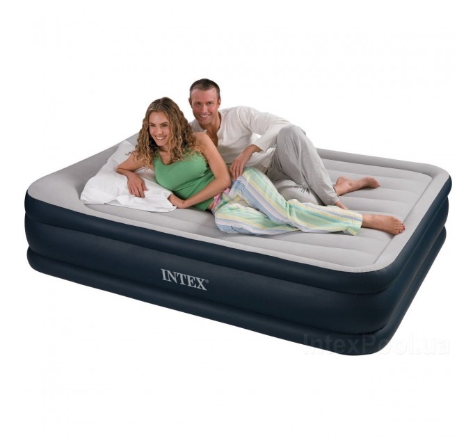 Надувная двухспальная кровать Intex 152х203х42 см + встроенный электронасос Оригинал (intx-64136)