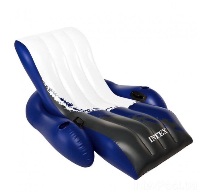 Велюровый надувной шезлонг - кресло Сooler Z с высококачественного суперпрочнного винила анатомической формы Intex 180х135 см черно-белый Оригинал (intx-58868)