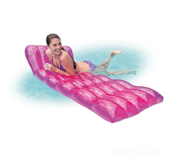 Пляжный надувной матрас с высококачественного суперпрочнного винила с подголовником Intex 191х81 см розовый Оригинал (intx-58876)