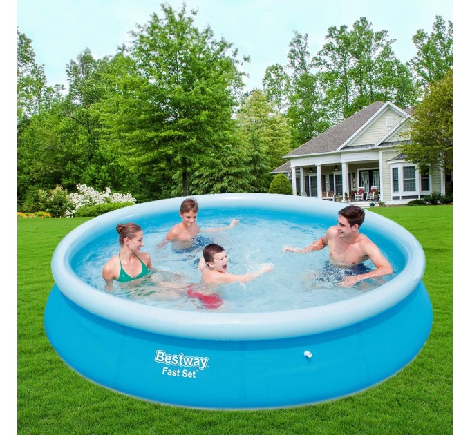 Надувной семейный бассейн Bestway SUPER-TOUGH 3X-прочность 366х76 см Оригинал (intx-57273)