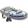 Четырехместная моторно-гребная надувная лодка Intex Excursion 4 Set 315х165х43 см с веслами и насосом серый Оригинал (intx-68324)