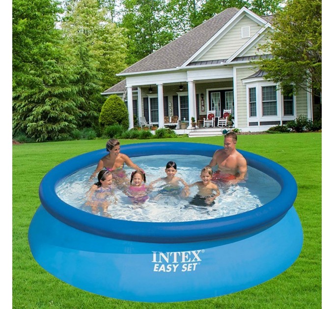 Надувной семейный бассейн Intex SUPER-TOUGH 3X-прочность 366х76 см с эффектом мозайки + картриджный насос 2006 л/ч Оригинал (intx-28132)