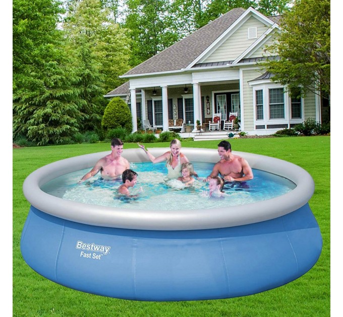 Надувной семейный бассейн Bestway SUPER-TOUGH 3X-прочность 396х84см+картриджный насос 2006 л/ч Оригинал (intx-57321)