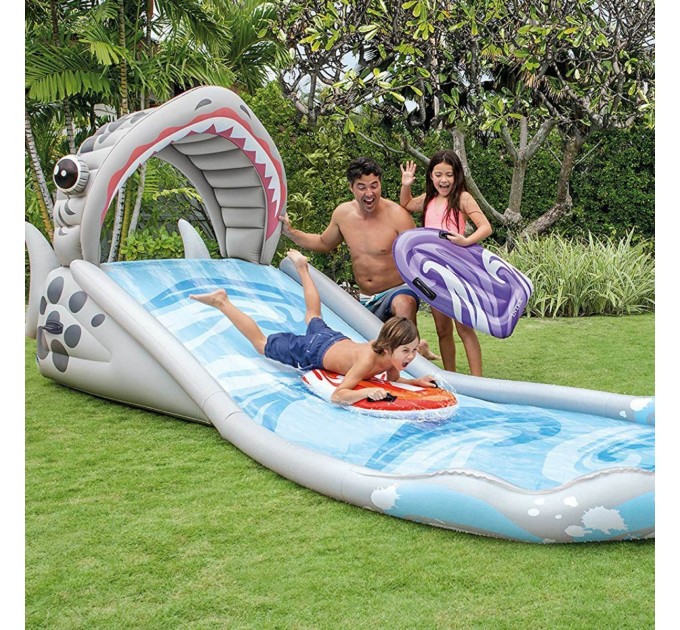 Детский надувной игровой центр - водная горка Intex «Surf' N Slide» 460х168х157 см с досками для серфинга (int-57159)