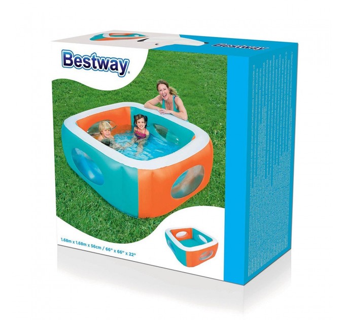 Надувной бассейн Bestway 168х168х56 см с окошками (int-51132)