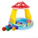 Детский надувной бассейн Intex «Грибочек» c высококачественного винила с навесом + 10 шариков 102х89 см (int-57114-1)