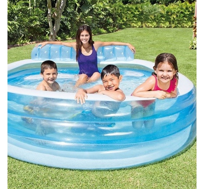 Детский надувной бассейн Intex «Семейный» 224х76 см со спинкой и сидением (int-57190)