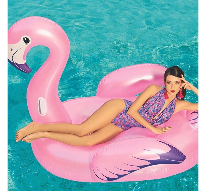 Пляжный надувной семейный матрас-плот для катания с высококачественного 3Х-прочнного винила Bestway «Фламинго» 173х170 см (int-41119)