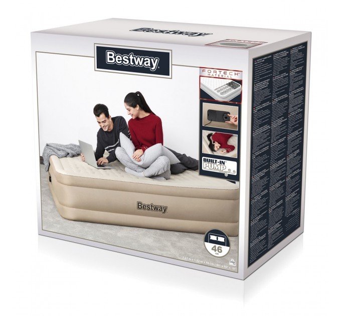 Кровать надувная двухспальная Bestway 203х152х46 см встроенный электронасос Оригинал (int-69050)