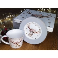 Чайный набор Lefard Рождественская коллекция Новогодний олень на 2 предмета фарфор в подарочной упаковке (Lf-924-466)