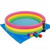 Детский надувной бассейн Intex «Радужный» 114х25 см из высококачественного винила + 10 шариков, подстилка и насос (int-57412-2)