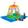 Детский надувной бассейн Intex «Королевский замок» из высококачественного винила с навесом + 10 шариков, подстилка и насос 122х122 см (int-57122-2)