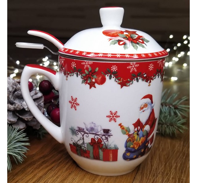Чашка заварочная Lefard Новогодняя коллекция Санта Клаус 300 мл фарфор в подарочной упаковке (Lf-985-079)