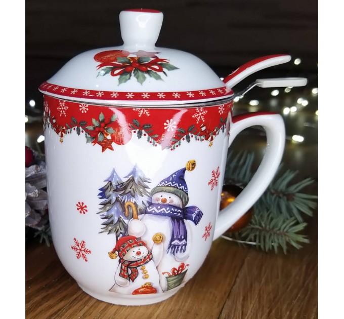 Чашка заварочная Lefard Новогодняя коллекция Снеговики 300 мл фарфор в подарочной упаковке (Lf-985-078)