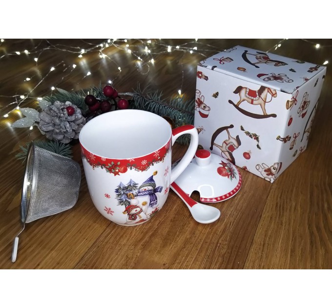 Чашка заварочная Lefard Новогодняя коллекция Снеговики 300 мл фарфор в подарочной упаковке (Lf-985-078)