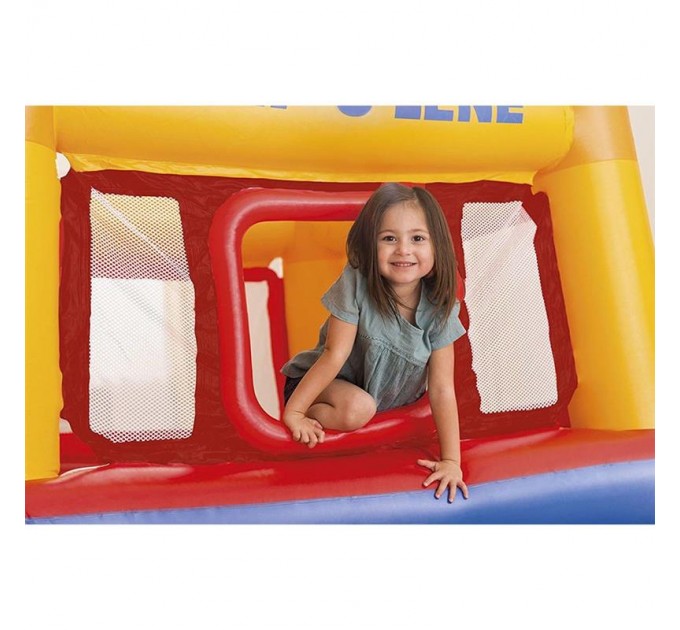 Батут детский надувной Intex «Jump-O-Lene» 174х174х112 см +10 шариков подстилка и ручной насос (int-48260-2)