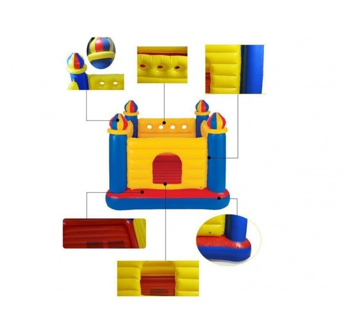Батут детский надувной Intex «Замок» 175х175х135 см + бонус 10 шариков ручной насос и подстилка (int-48259-2)