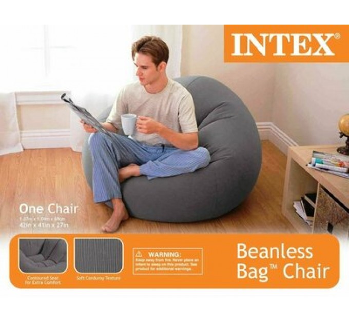 Надувное кресло-груша Intex 107х104х69 см с ручным насосом и подушкой (int-68579-2)