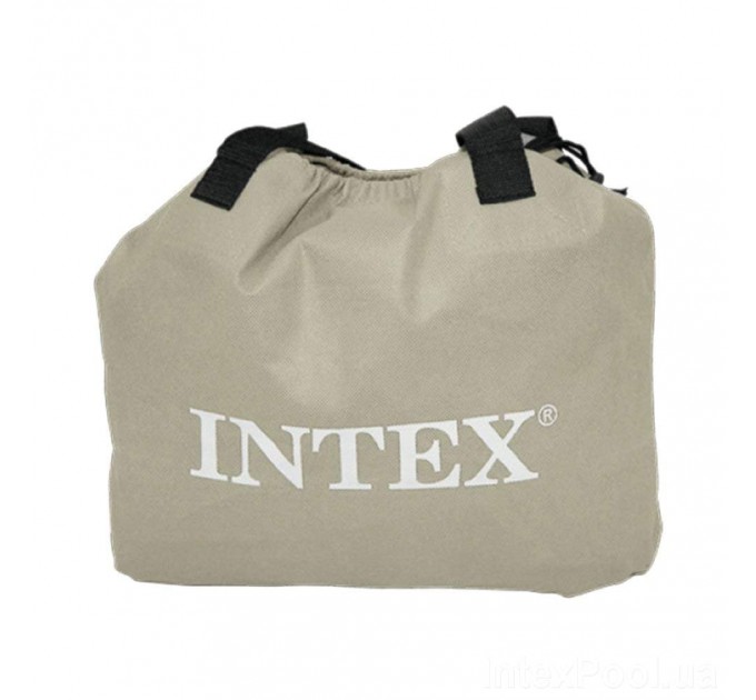 Двухспальная надувная кровать Intex с технологией Fiber-Tech™ 152х236х86 см + встроенный электронасос сумка для хранения PremAire 2 надувные подушки и наматрасник Оригинал (int-64448-3)