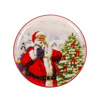 Блюдо Lefard Новогодняя коллекция Дед Мороз и подарки d-25 cм в подарочной упаковке (Lf-358-1008)